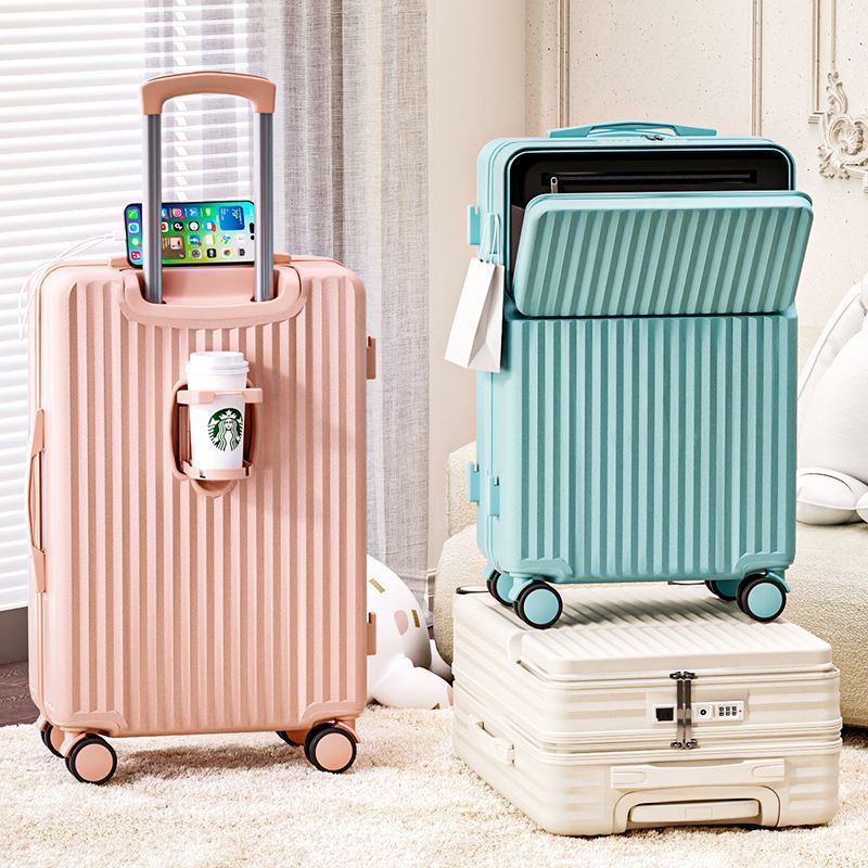 Front-Opening Multifunctional Suitcase, Women's Travel Trolley Case, Sturdy Student Universal Wheel Password Box, Men's Suitcase