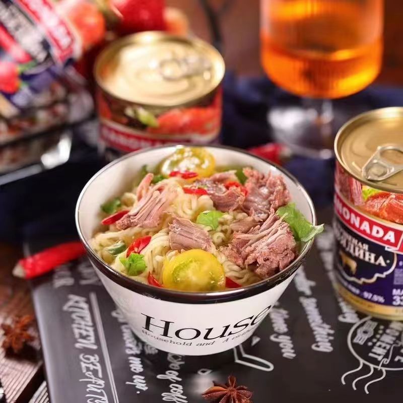 Imported Canned Belarusian Canonaada Beef, Classic Original Flavor, Ready-To-Eat Large Meat, Starch-Free Snacks