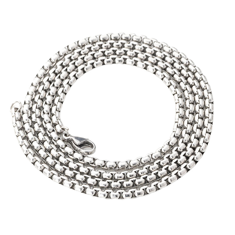 Cross-Border Chain Stainless Steel Square Pearl Chain Men's Titanium Steel Necklace Trendy Hip-Hop Punk Jewelry with Chain Sweater Chain