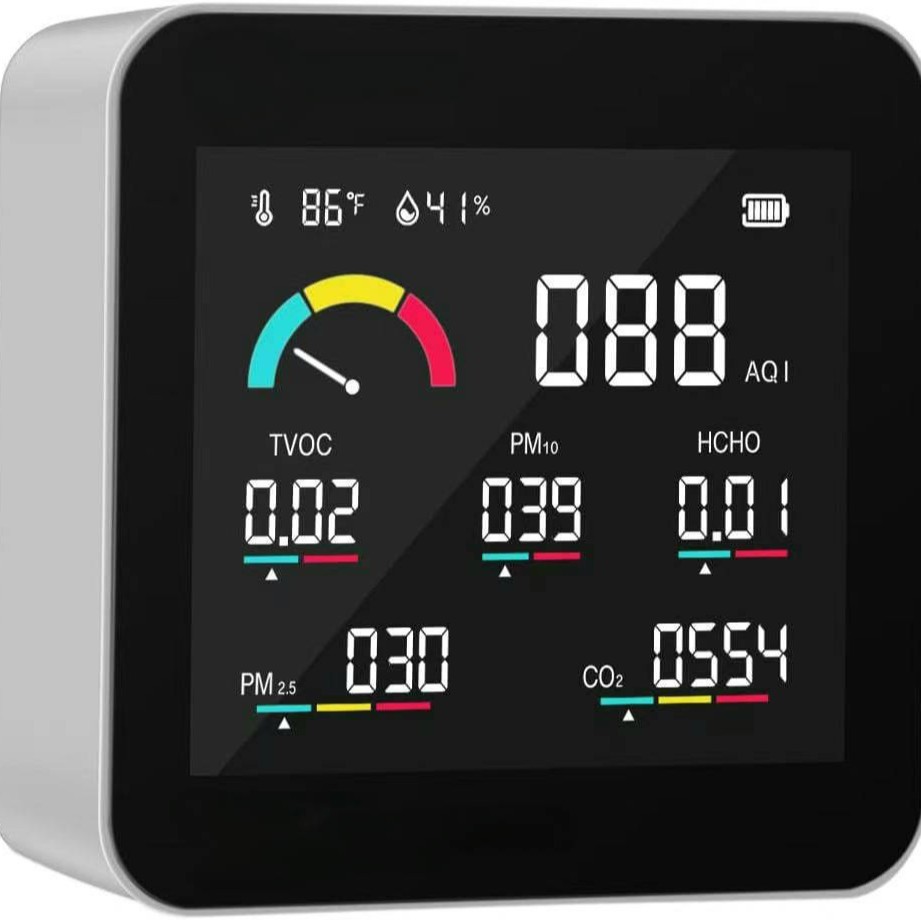 Многофункциональный детектор углекислого газа 2025 года, PM2.5, PM10, формальдегид, TVOC