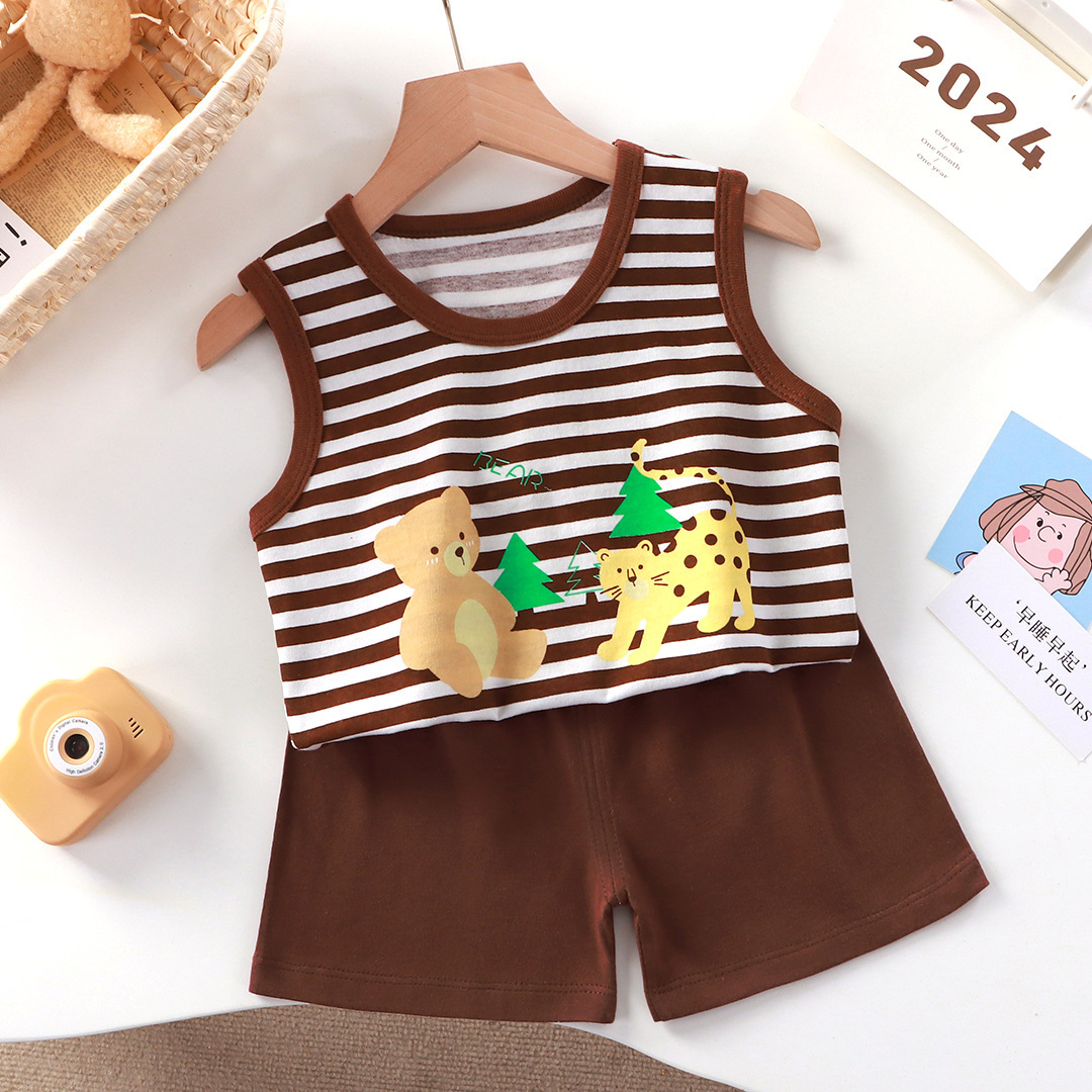New Vest Children's Fashion Suit Baby Tops Sleeveless Shorts Summer