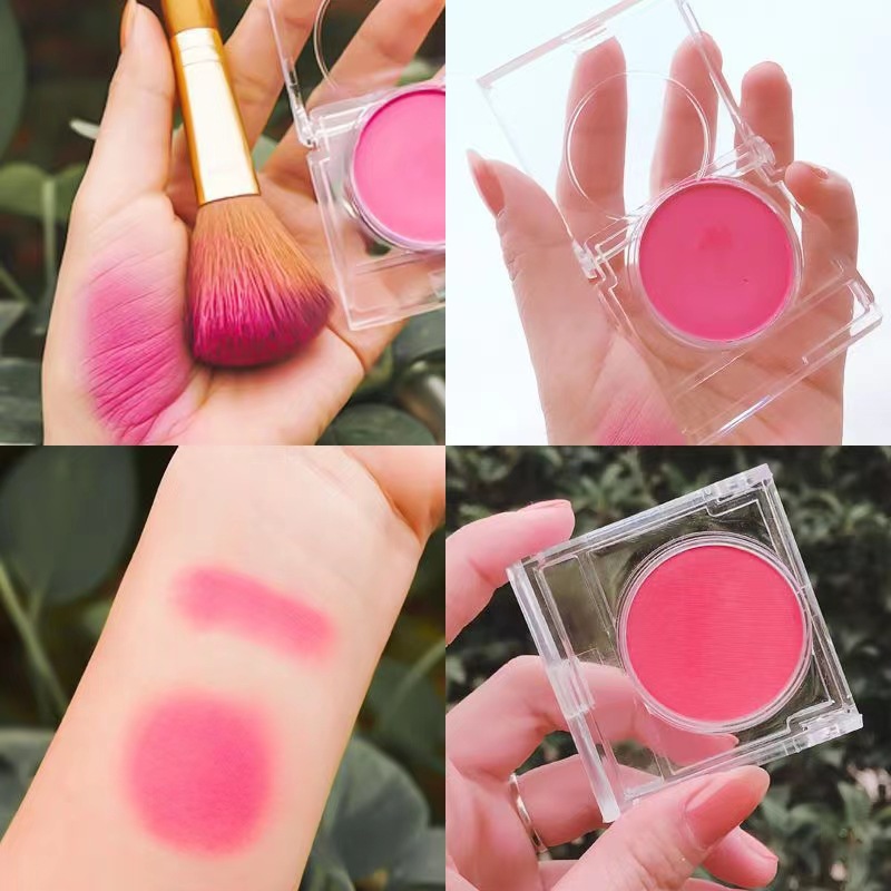 Blush Palette Student Girl Heart Waterproof Small Square Highlight Two-in-one Rouge Sieve Red Contouring Pearlescent Beginner