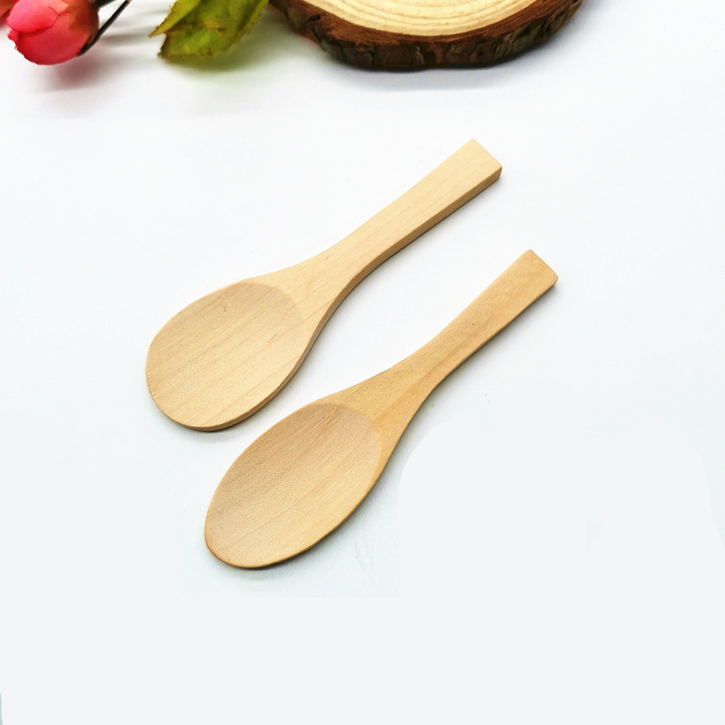 Small wooden spoon wholesale honey spoon children's weekly spoon Japanese spoon medicine spoon tableware manufacturers without lacquer lettering LOGO
