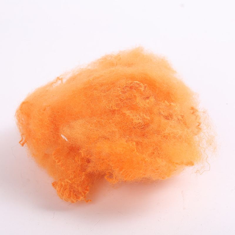 Polyester staple fiber color chemical fiber in stock supply 5D * 102mm recycled polyester colored polyester fiber orange staple fiber