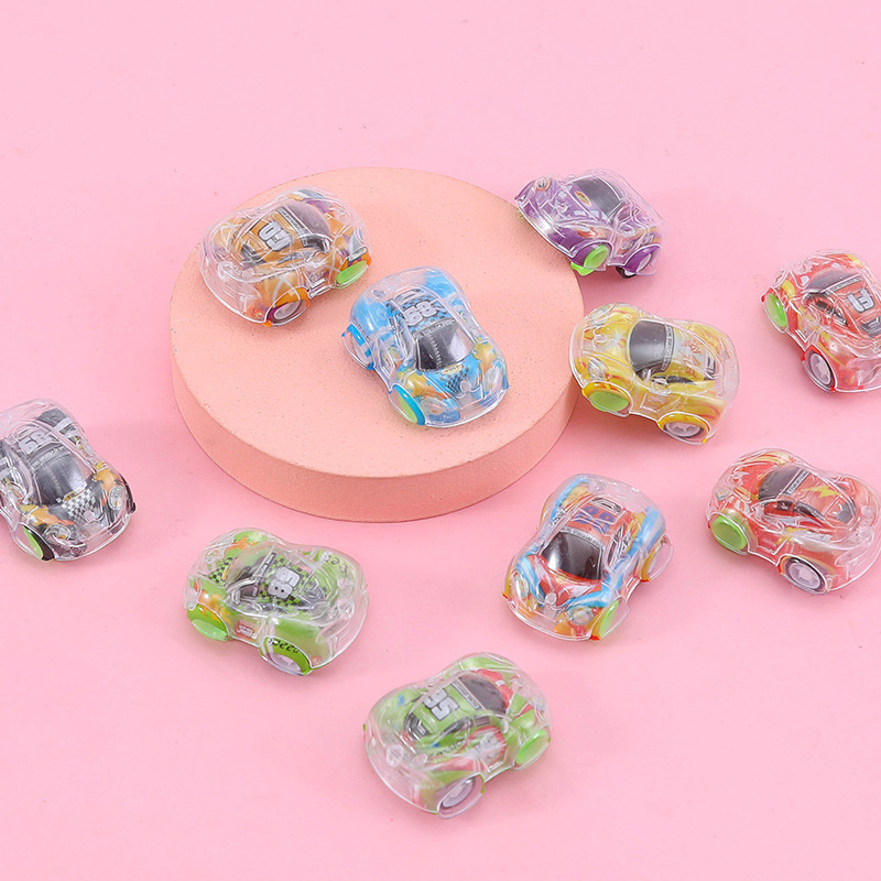 Double-Layer Transparent Graffiti Mini Pull-Back Car, Fun Egg Gashapon Small Toy Kindergarten Gift