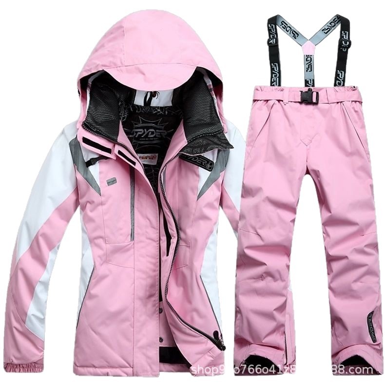 2024 Women's Warm Waterproof and Wear-Resistant Ski Wear Suit Thickened Cotton Ski Wear Single and Double Board Ski Wear