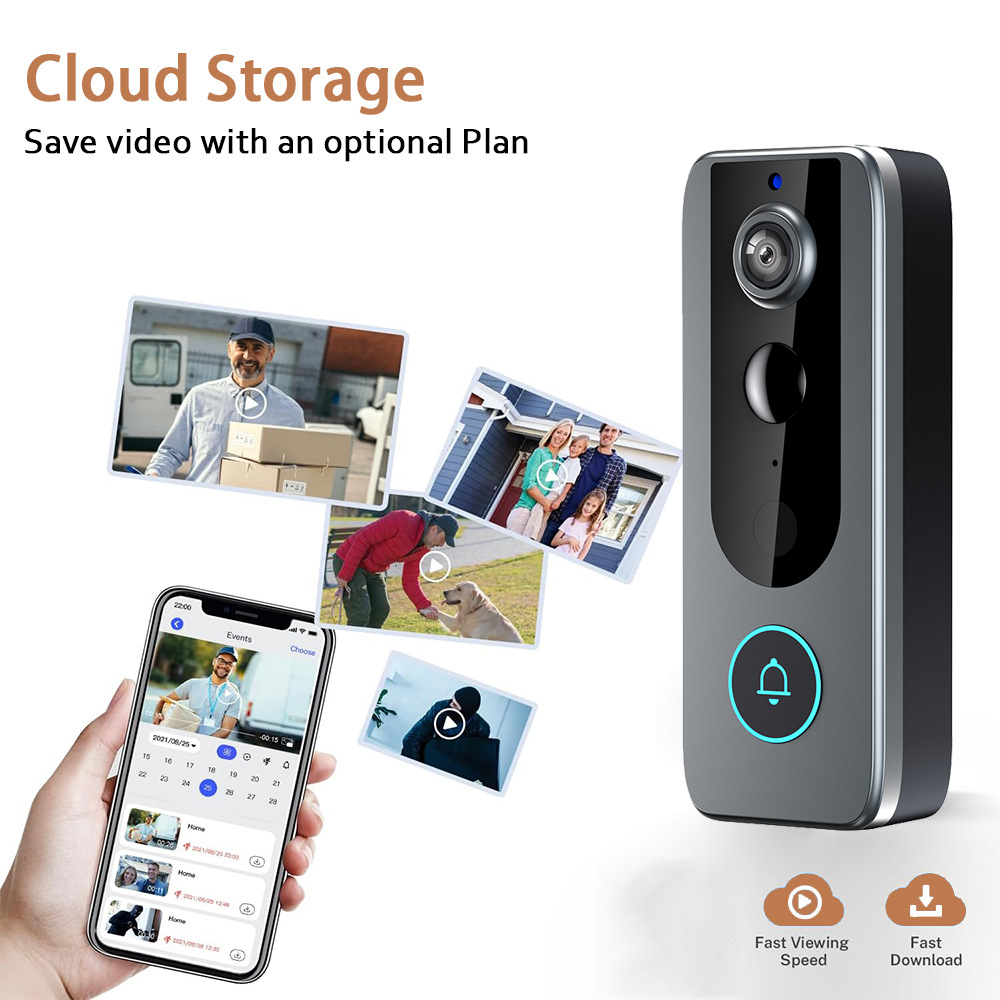 New HD Smart Video Doorbell WiFi Wireless Remote Monitoring Two-way Intercom tuya Full Color Night Vision Doorbell