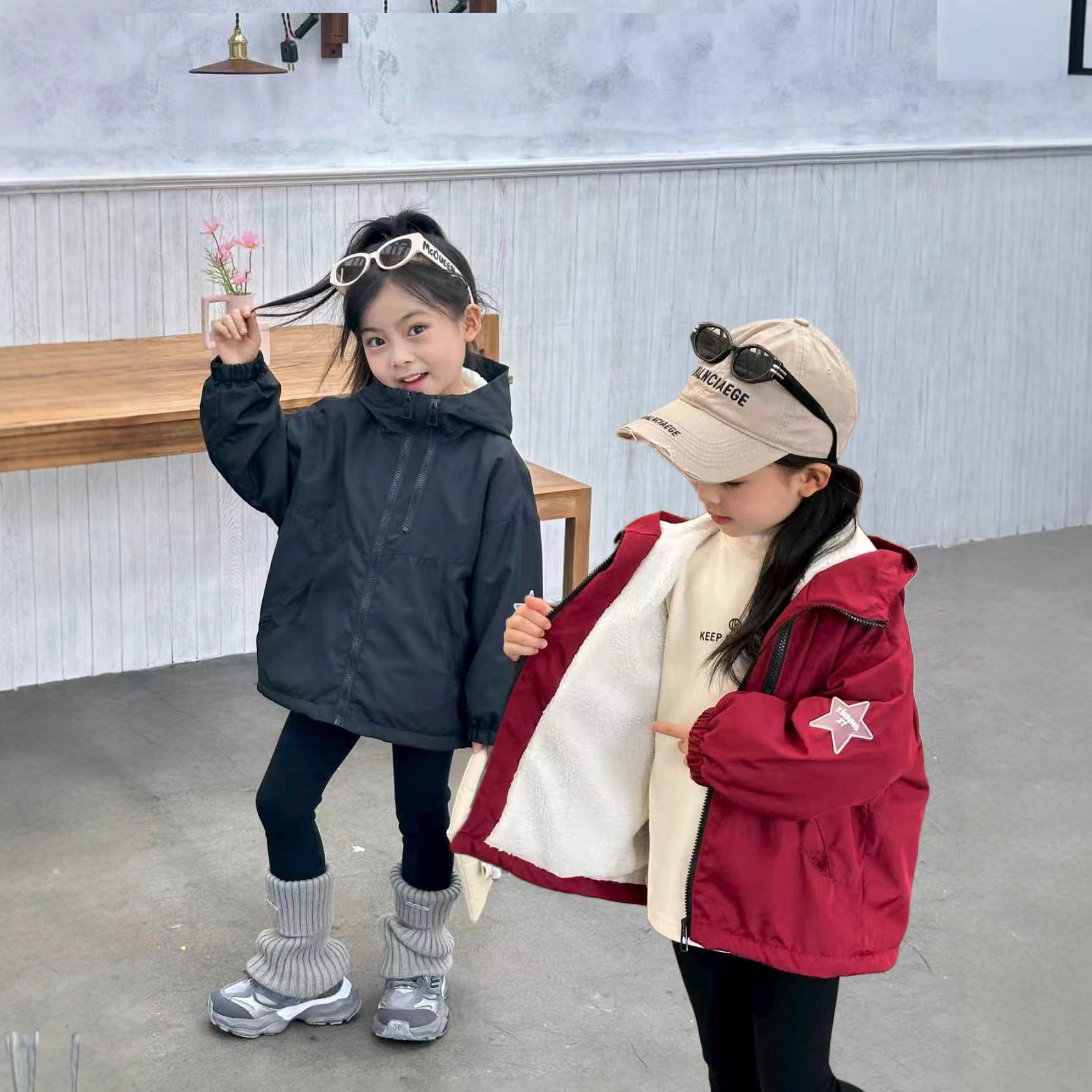 Children's Jacket 2025 Autumn and Winter Boys and Girls Double Zipper Hooded Jacket Baby Kidsren's Casual Tops Big Kidsren's Jacket