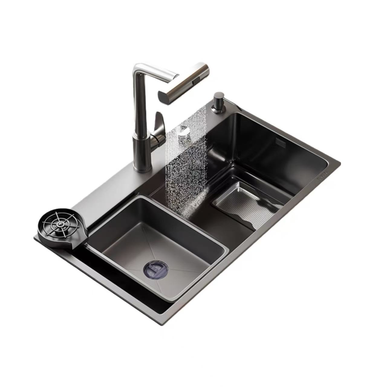 Thickened 5.0 Household Double Slag Collection and Filtration Kitchen Sink, Large Single-Slot Nano Sus304 Stainless Steel Dishwashing Sink