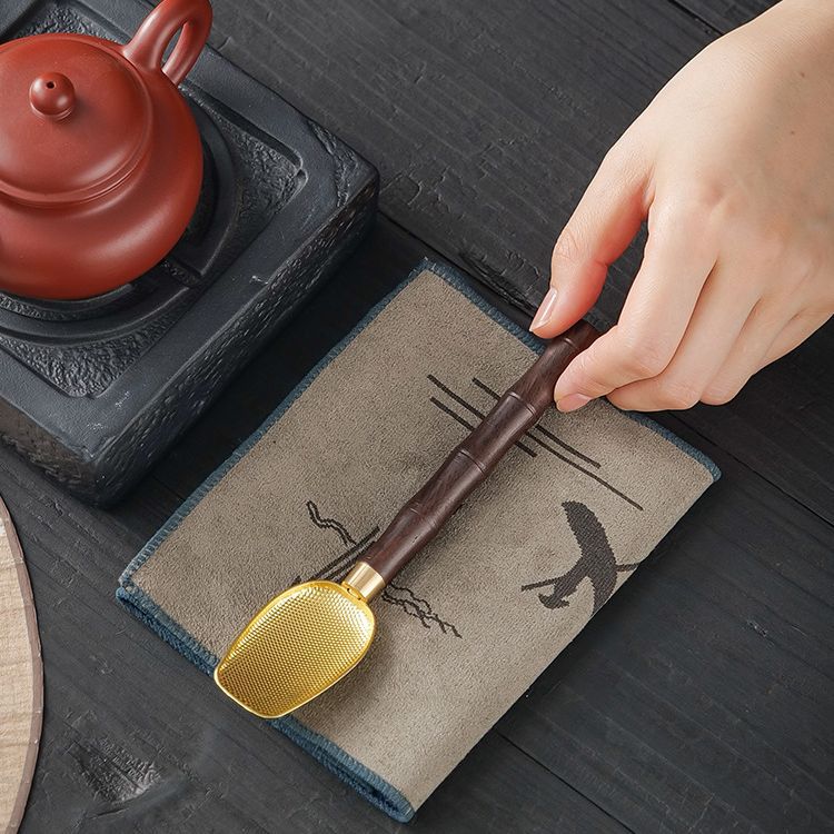 Ebony alloy tea spoon tea shovel teaspoon kung fu tea set tea ceremony six gentlemen zero matching tea picking tool tea spoon