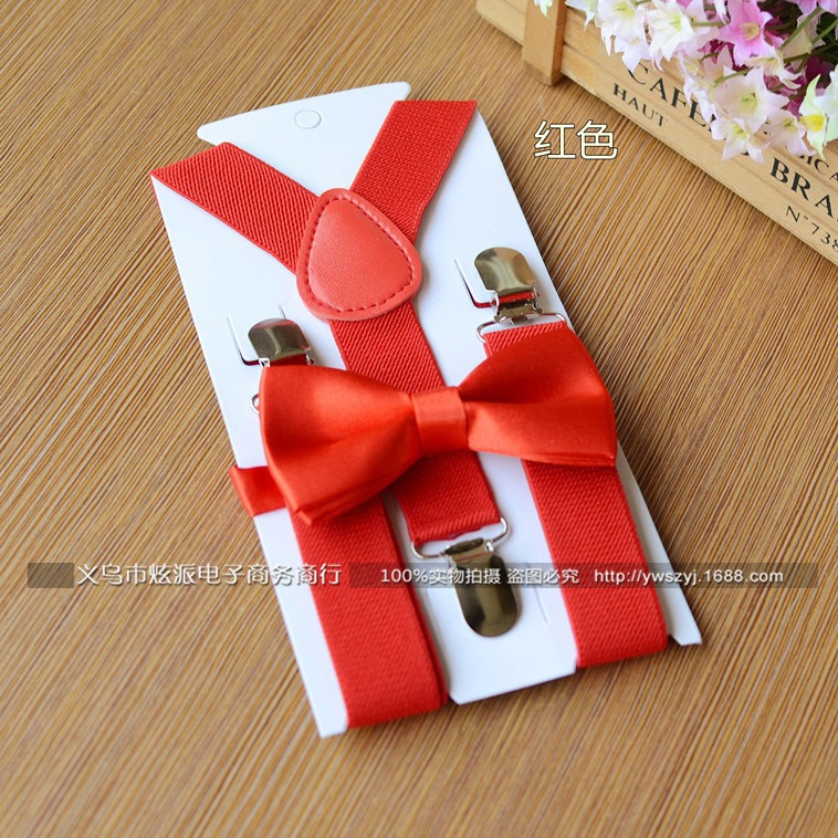 6.1 Table Performance Bow Tie Suspenders Set Boys and Girls Children's Strap Clip Spring and Autumn Baby Suspenders Clip