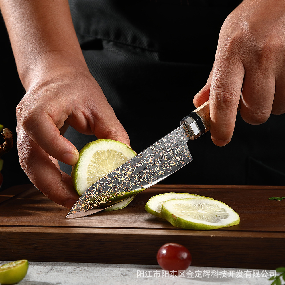 Damascus Steel Chef's Knife Japanese-Style Household Small Kitchen Knife Sharp Slicing Knife Kitchen Meat Cleaver Sushi Knife Kitchen Knife