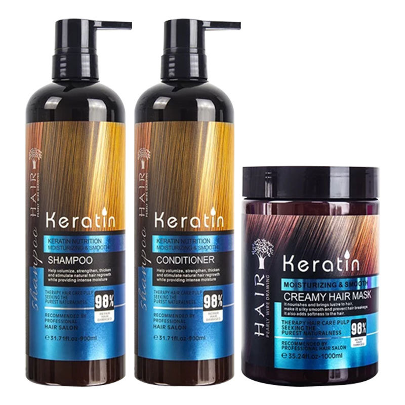 Cross-Border Shampoo Shampoo Keratin Moroccan Conditioner Hair Mask Conditioner Care Set