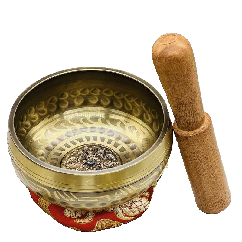 Nepalese Handmade Bronze Chimes and Vajra Pestle Buddha's Sound Bowl Meditation Oms Bowl Ornaments for Home Yoga Sound Therapy Psalto Musical Instruments