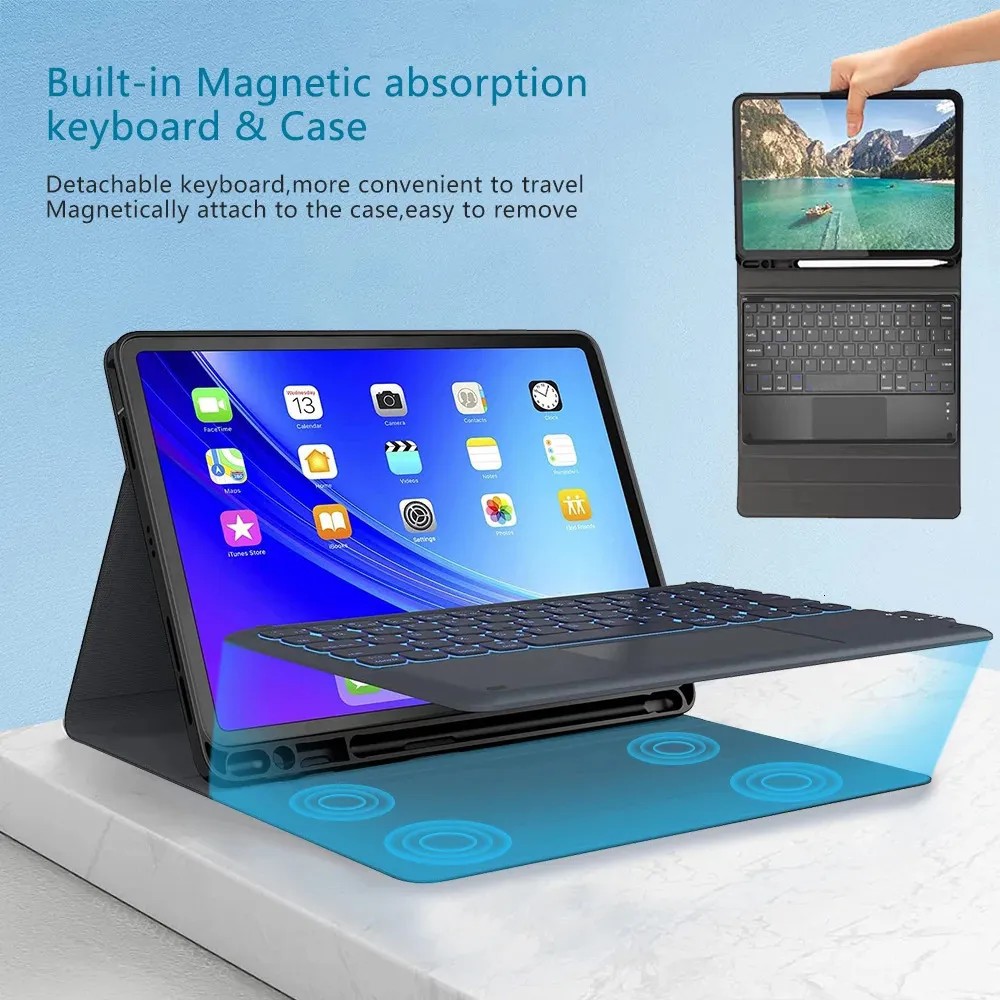 2025 iPad 11 Magic Bluetooth Keyboard Ipad10.2 Keyboard Protective Case A16 Magnetic Backlit Touch