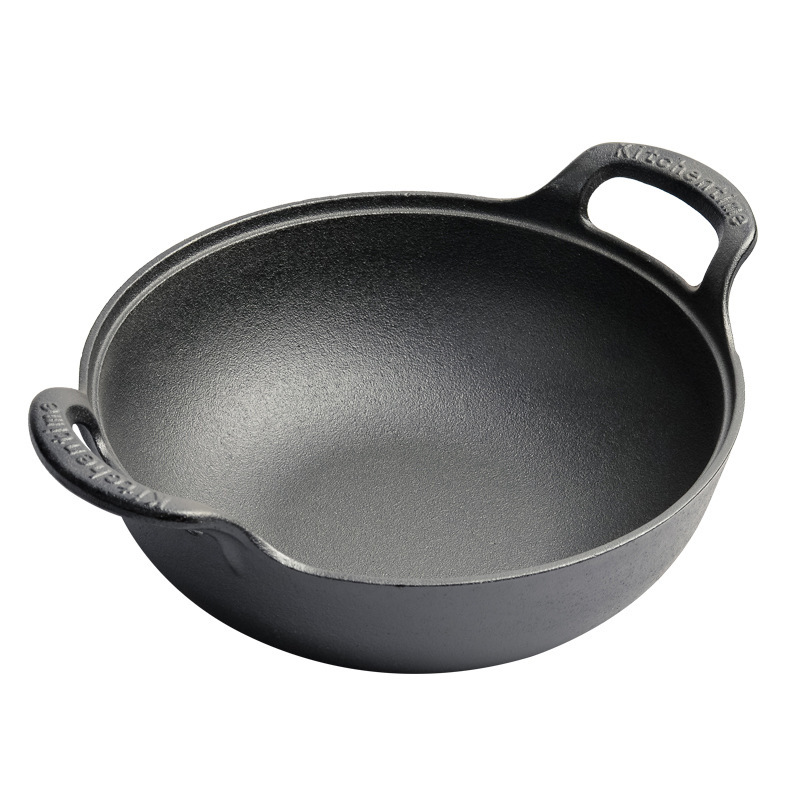 Cast Iron Thickened Yuanbao Pot Stew Pot Soup Pot Household Flat-bottom Small Wok Japanese-style Non-coated Non-stick Pan