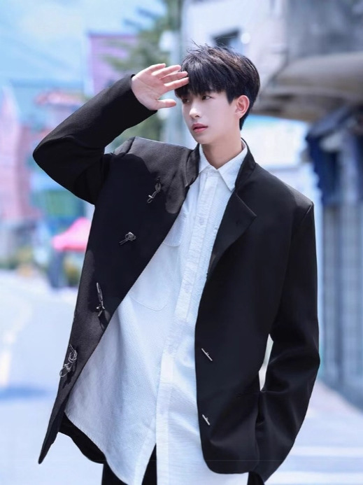 A High-End Shoulder-Padded Tunic, New Chinese-Style Suit Jacket, Men's Niche Design Chinese-Style Suit