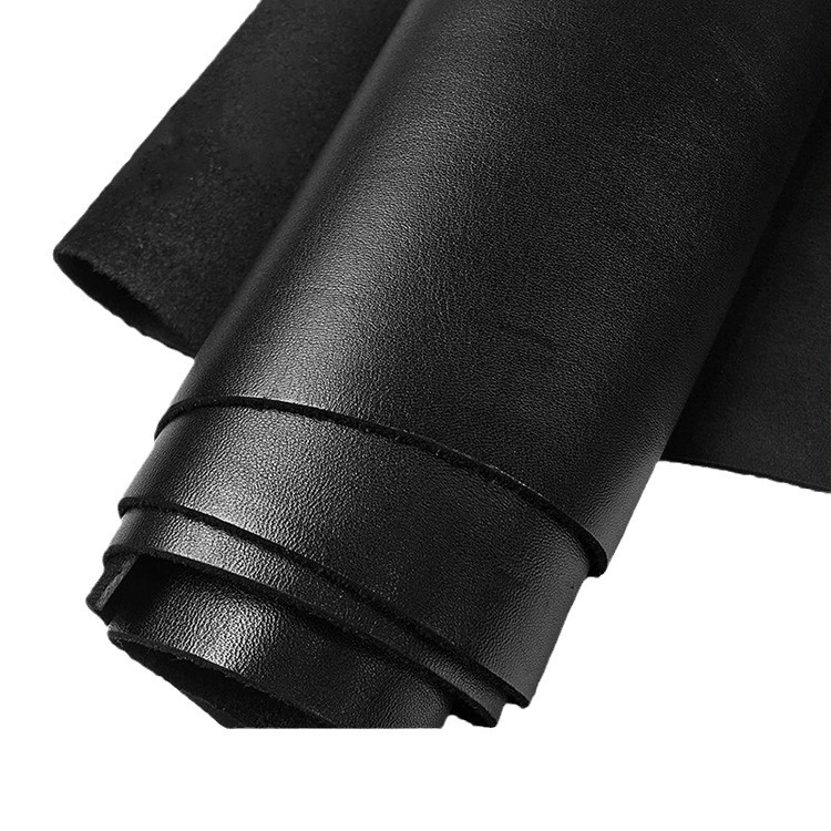 Special price first layer cowhide nappa jilt fine grain leather fabric stock black shoe bag leather fabric cheap promotion