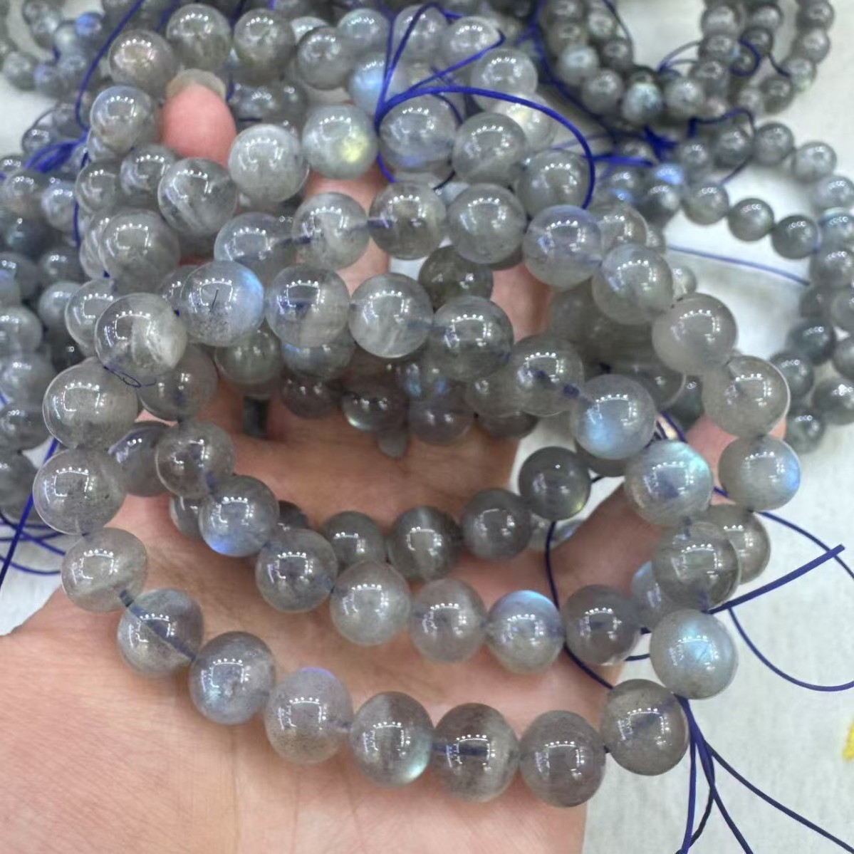 Браслет из натурального серого лунного камня с ярким блеском, кристаллы для DIY, бусины из лабрадорита