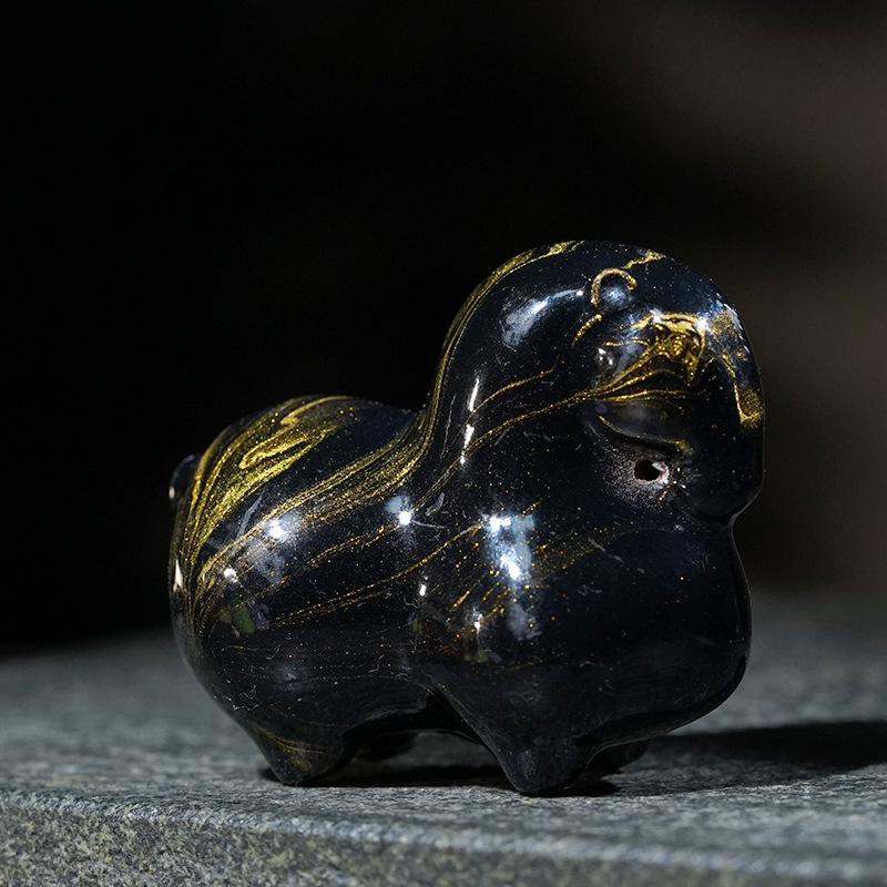 Large Lacquerware Tang Horse Small Ornaments Zodiac Horse Desktop Ornaments Hand-Held Pieces Wooden Crafts Decorative Toys