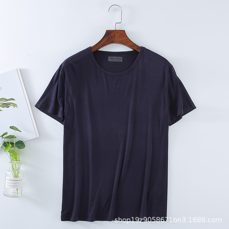 Modal Short-Sleeve Men's T-Shirt, Thin Summer Style, Plus Size, Round Neck, Soft Ice Silk Loungewear, Wholesale Dropshipping 150kg