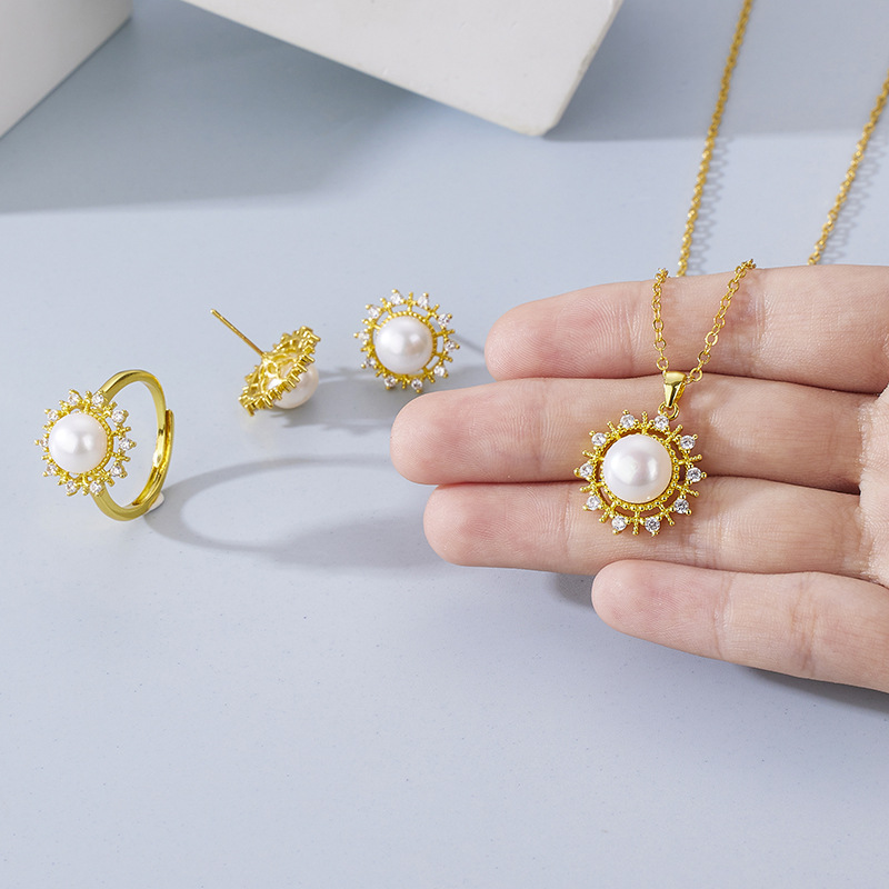 В наличии ретро легкая роскошь, универсальный набор из пресноводных жемчужин, серьги, подвеска, три предмета, оптовая продажа