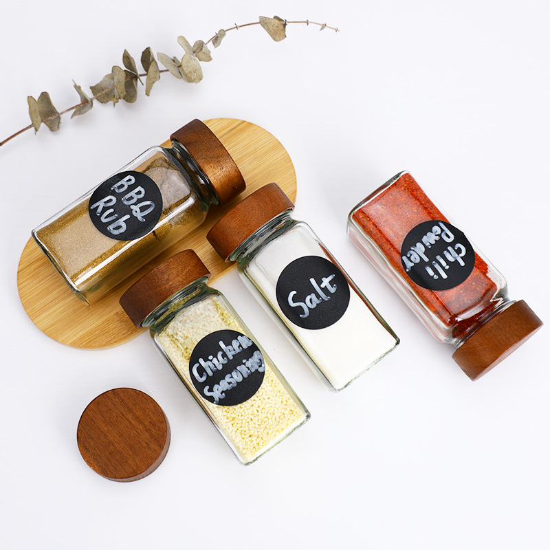 Multifunctional Glass Seasoning Bottle, Sprinkling Bottle, Bamboo Lid, Glass Seasoning Bottle, Msg, Chicken Essence, Salt Jar, Seasoning Jar
