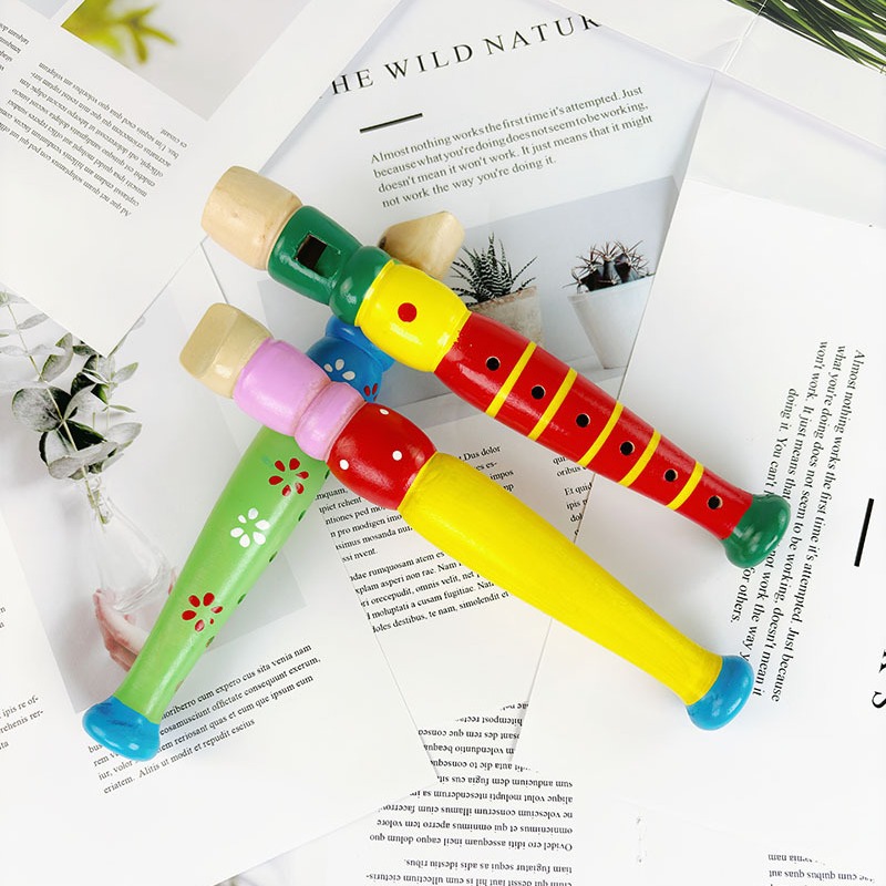 Children's Six-Hole Wooden Recorder Wooden Flute Kindergarten Early Education Music Enlightenment Children's Intellectual Development Toys