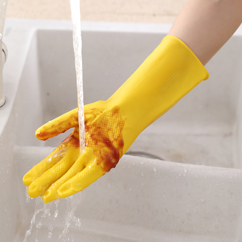 Manmiao beef tendon dishwashing gloves rubber latex gloves work laundry waterproof anti-scald rubber household kitchen labor protection