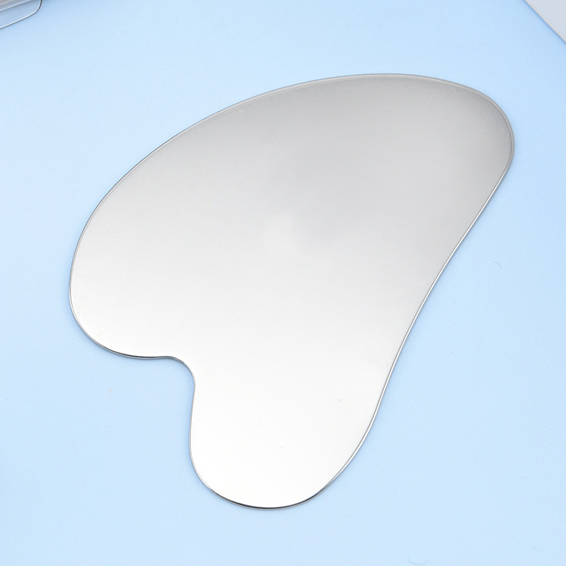 Ultra-Thin Blackhead Scraper Stainless Steel Large Heart-Shaped Scraper Hand and Face Scraper Metal Massage Beauty Tool