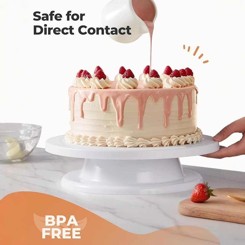 Pp Plastic Cake Turntable Decorating Table 360 Degree Rotating Cake Decoration Decorating Rotating Decorating Table Decorating Tool