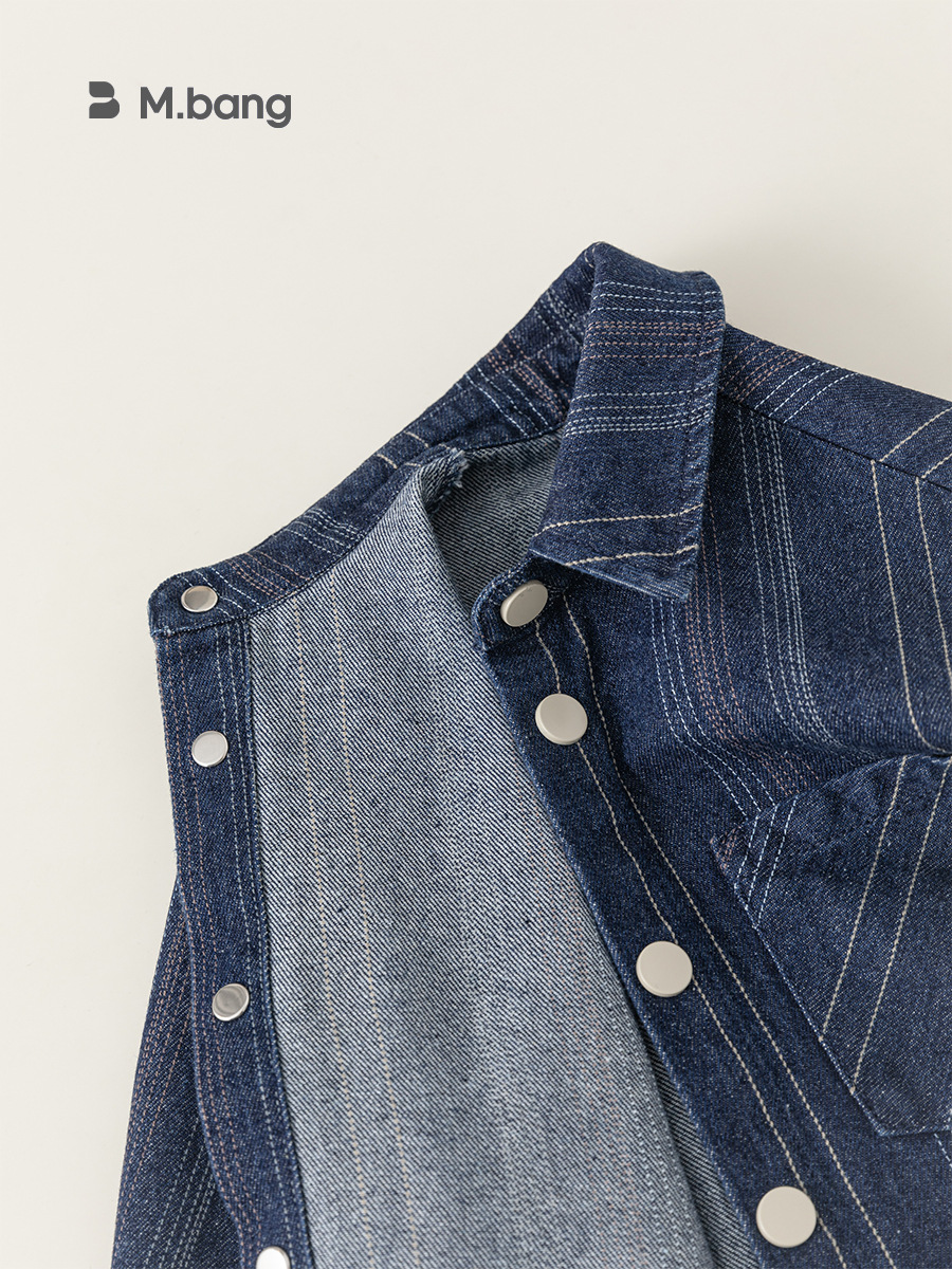 Yubao Children's Wear Children's Spring Cardigan Boy's Korean-style Lapel Top All-match Boy's Striped Denim Shirt Jacket