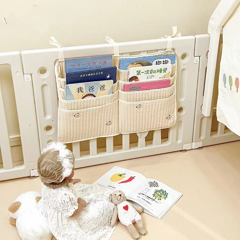 Bedding Baby Fence Storage Basket Baby Climbing Mat Picture Book Toy Bed Hanging Basket Bedside Hanging Bag A23