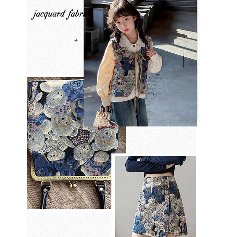 Bear-Colored Jacquard Fabric 1.0m Price Thickened Bag Pillow Jacket Skirt Clothing Fabric Handmade Clearance