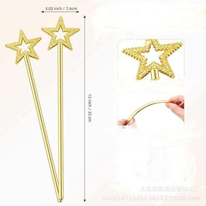 Cross-Border Cos Play Stage Performance Costume Props Five-Pointed Star Magic Wand Angel Star Fairy Wand Princess Wand