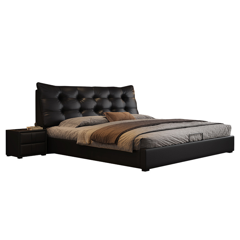 Modern Light Luxury Double Bed 1.8m Napa Leather Bed 1.5m Small Apartment Master Bedroom Italian Minimalist Storage Soft Bed