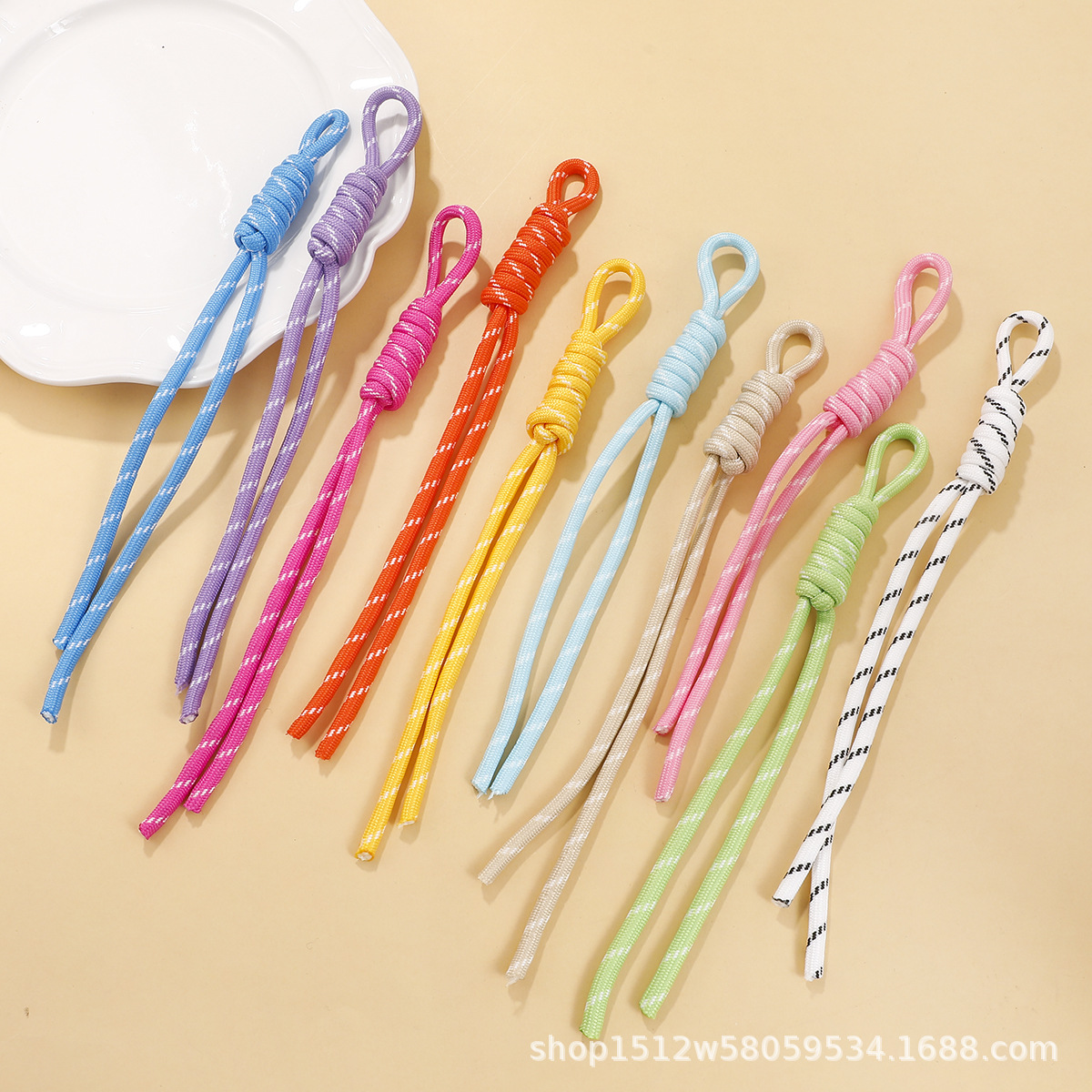 Colorful Dopamine Versatile Nylon Hand Rope Simple Stylish Roman Knot Keychain Ins Bag Pendant Decoration