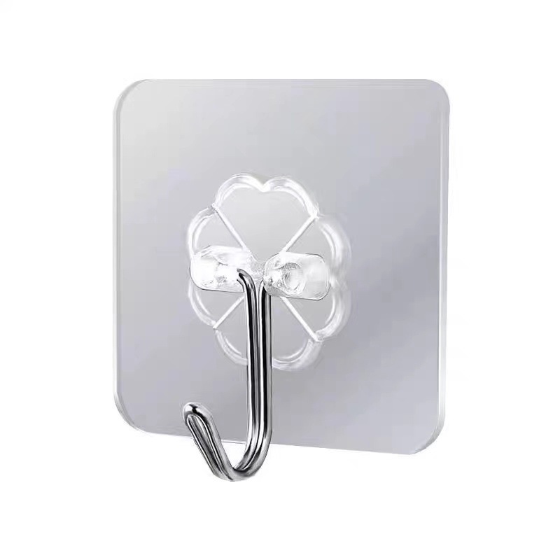 Hook, No-Drill Adhesive Hook, Strong Adhesive, Heavy-Duty Hook, Floral Pattern, Traceless Nail, Behind-Door Dormitory, Transparent Film