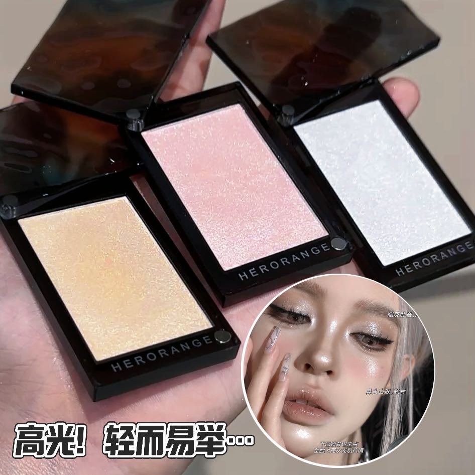 HERORANGE ~ Light and Shadow Tracing Highlight Powder Flash Pearlescent Fine Flash Natural Brightening Makeup Three-dimensional Makeup High Light