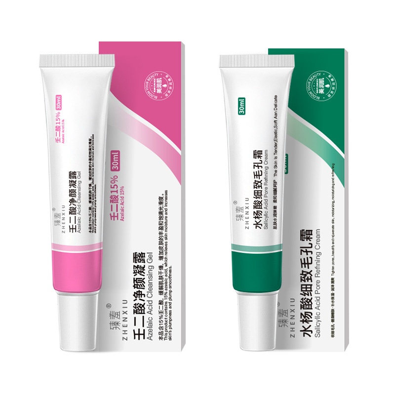 Zhensha 15% Azelaic Acid Gel Pore Shrinking Cleansing Cream Blackhead Exporting Liquid Salicylic Acid Acne Cream to Remove Acne
