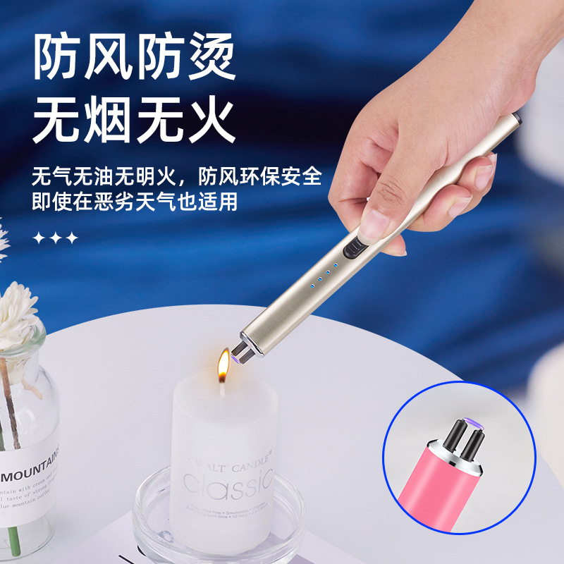 Cross-Border long straight tube pulse aromatherapy candle igniter typec fast charging ignition gun kitchen usb electronic ignition