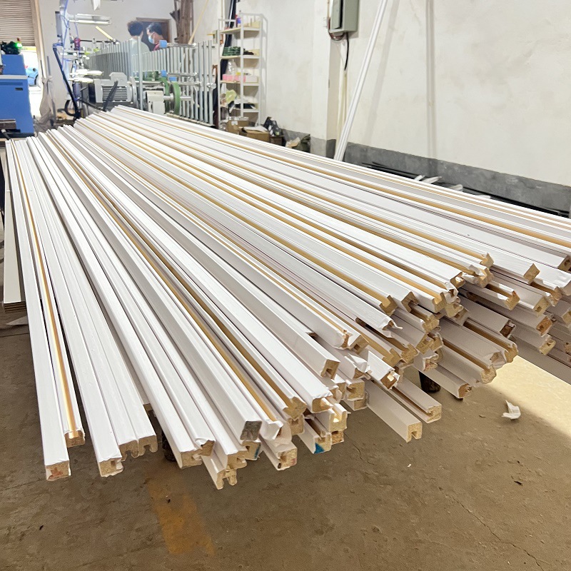 Solid wood line covering source wholesale groove shape frame line pine PVC frame line veneer wood line