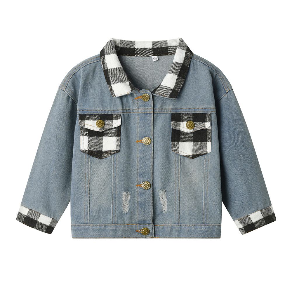 Cross-border children's clothing wholesale foreign trade children's coat spring and autumn new boys and girls ripped casual jacket jacket jeans