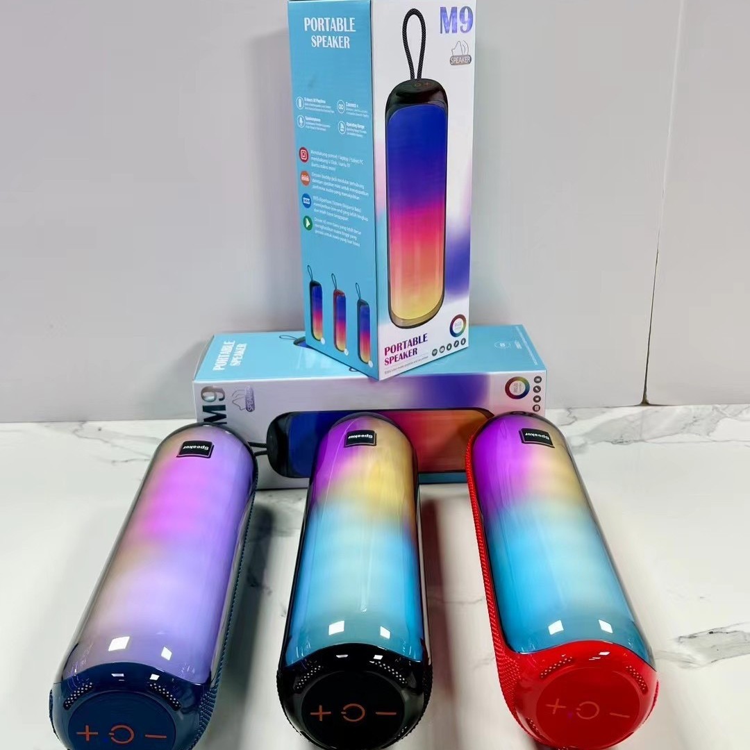 New M9 Bluetooth Speaker for Home and Outdoor Use, Colorful Subwoofer, Wireless Mini Portable Card Speaker with High Volume