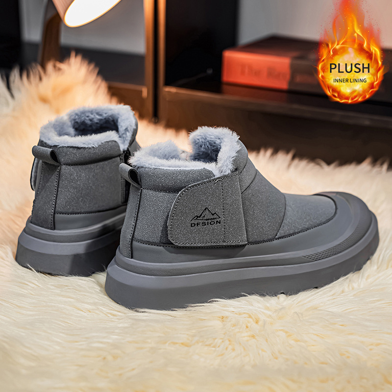 Men's Shoes 2025 Winter New Waterproof Snow Boots Men's Warm Fleece-Lined Thickeneded Men's Cotton Shoes High-Top Work Boots