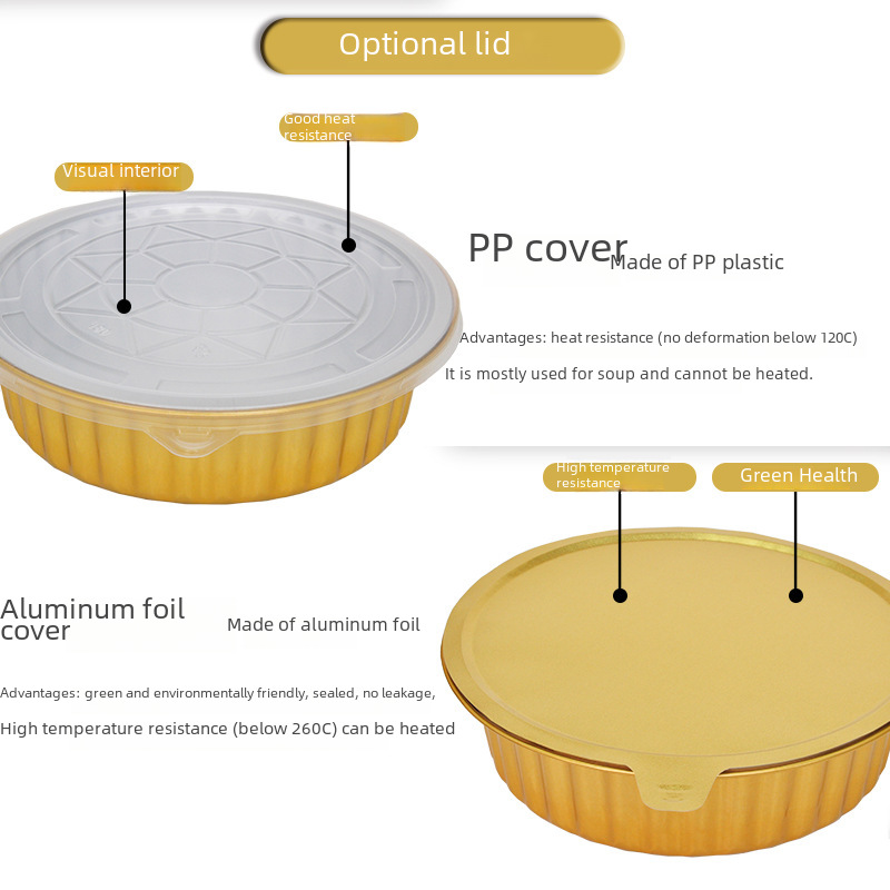 Disposable take-out packing box aluminum foil tin carton hot pot prefabricated dishes Air Fryer oven bowl golden round