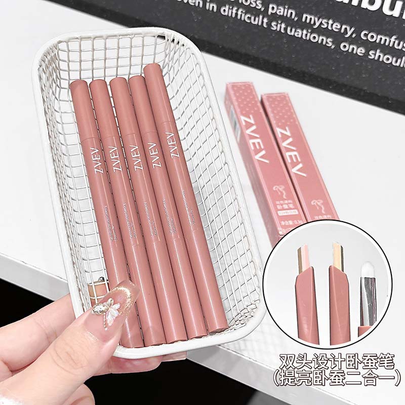 Zvev~Two-Color Construction Silkworm Pen Naturally Brightens and Enlarges the Eyes in One Stroke Korean Eye Makeup Wholesale