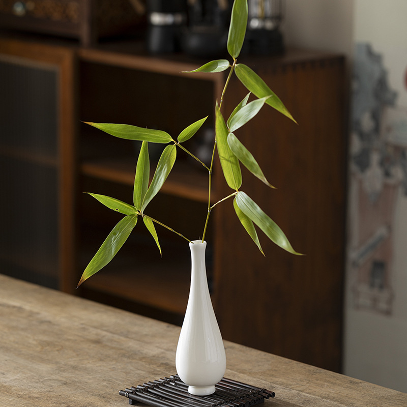 Белая керамическая ручная ваза с нефритовой фарфоровой Гуаньинь, китайский стиль, домашний декор для цветочной композиции в стиле дзен