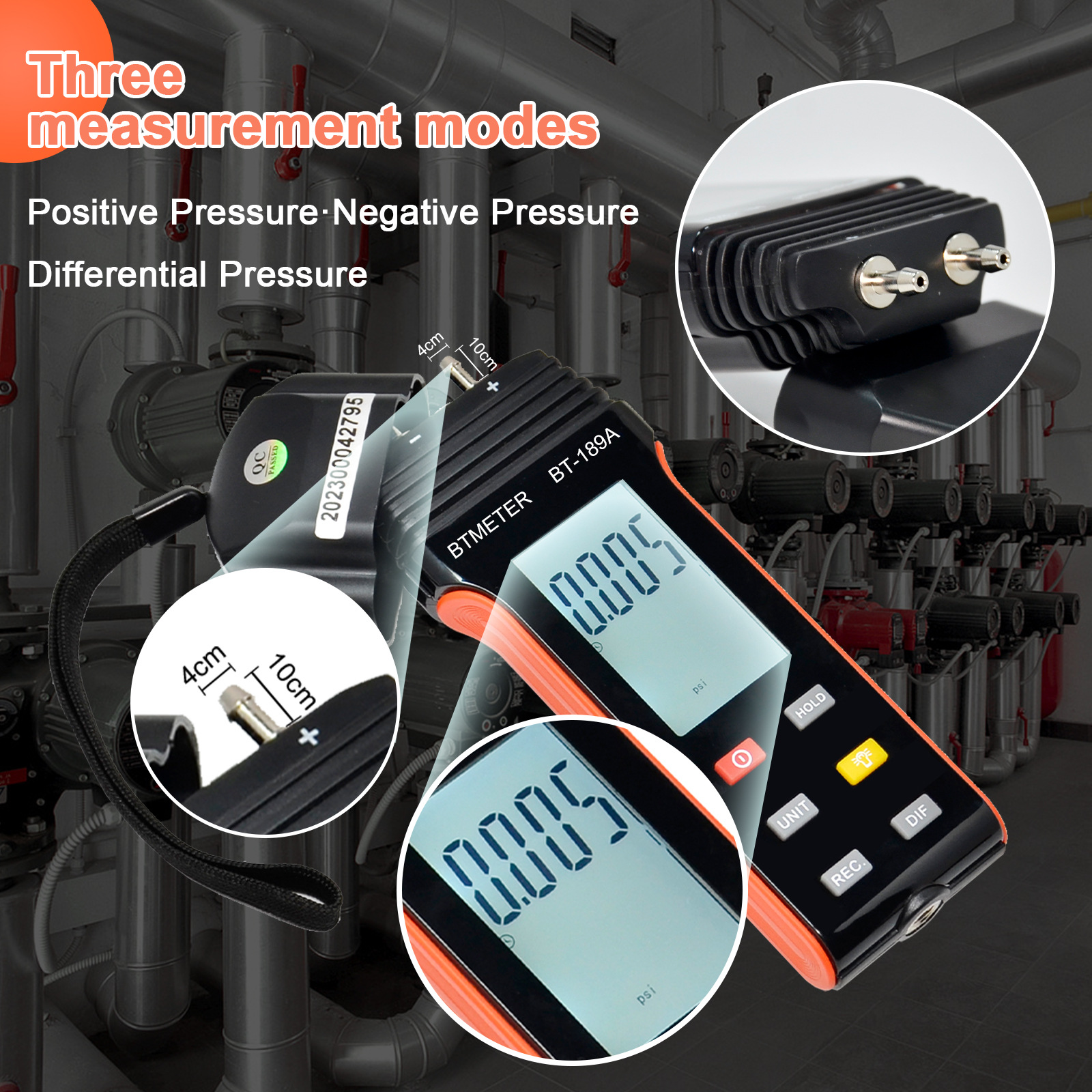Factory wholesale 189A handheld digital pressure gauge micro pressure gauge differential pressure gauge differential pressure gauge micro pressure gauge