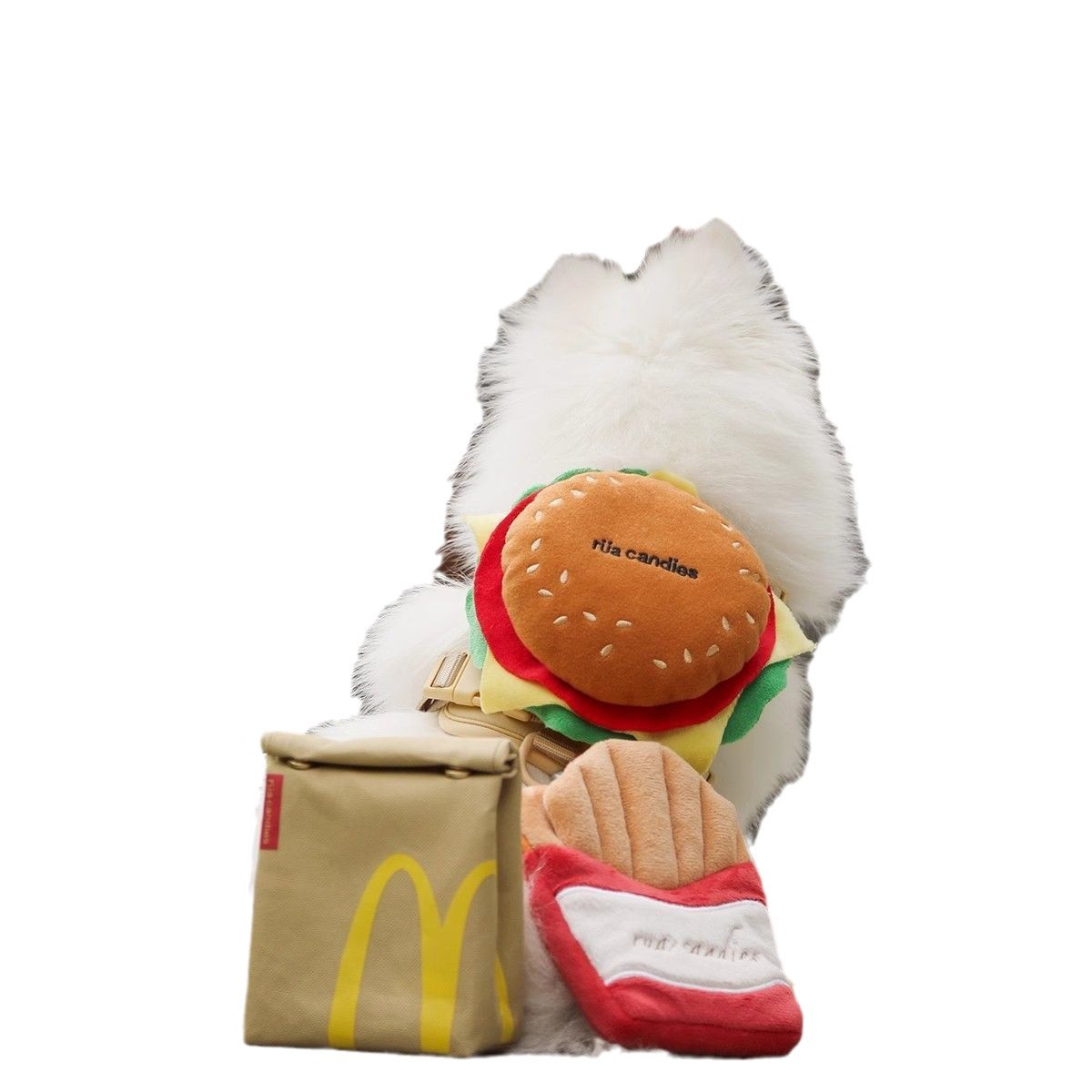 Dog Strap Dog Leash Hamburger Backpack Strap Dog Self Backpack Hamburger Fries Schoolbag Play